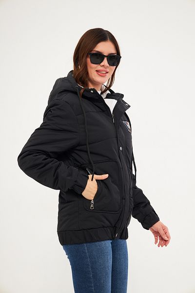 ESPİNA Women's Woven Fabric Puffer Jacket with Inner Pocket, Zipper and Snap Hood