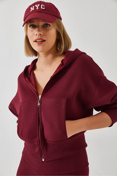 Bianco Lucci Cardigan cu glugă și fermoar pentru femei 60261021