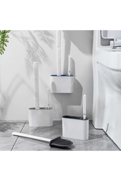 BySevil مجموعة فرش المرحاض المصنوعة من السيليكون المقاومة للماء مكونة من 3 فرش تنظيف لاصقة لحوض الحمام