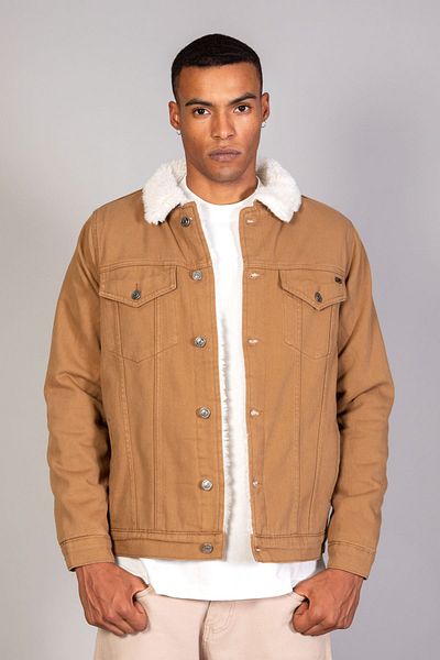 LTC Jeans Τζιν μπουφάν με καπιτονέ υπερμεγέθη μανίκια με λευκή γούνα