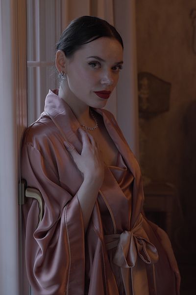 Mita Concept Summon Color Satin Kimono-Nightwear Set