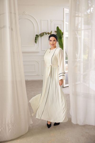 Nissra Ankanoor White Sleeve Mouth and Front Double Bias Ferace Anka 255045