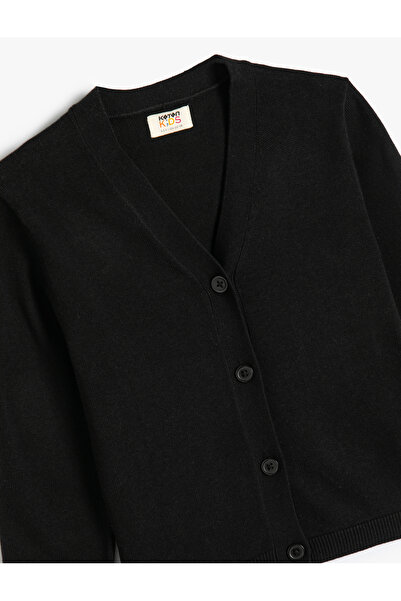 Koton V Yaka Düğmeli Pamuklu Basic Okul Hırkası