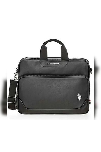 U.S. Polo Assn. قاعدة. بولو أسن. حقيبة جلدية سوداء