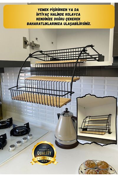Mismuka Movable Spice Rack Organizer in Cabinet - Metal Spice Rack Stand - Spice Rack Organizer with Stand