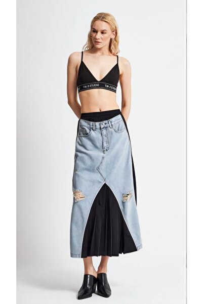 MONETA ANİTA Jean Garnili Long Skirt with Elastic Waist