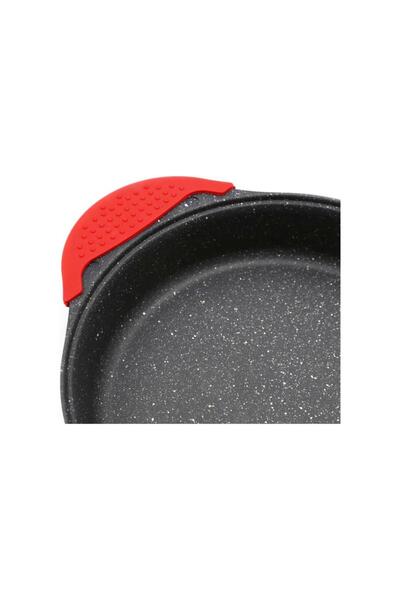 Burak Eda 3-Piece Gray Granite Pan Set - Glass Lid and Silicone Handle