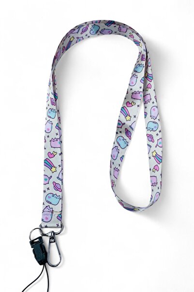 Ulutaş Kurdele Tombul Kediler Desenli Boyun Telefon Askılığı Yaka İpi