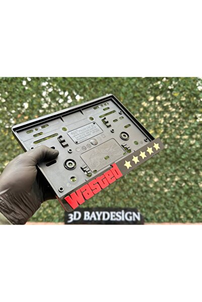 3dbaydesign Wasted Motorsiklet Plakalığı Siyah Kırmızı Gold