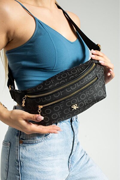 ImPolo Geantă sport pentru femei 17x40 imprimată cu imprimeu negru - İmpolo Miya