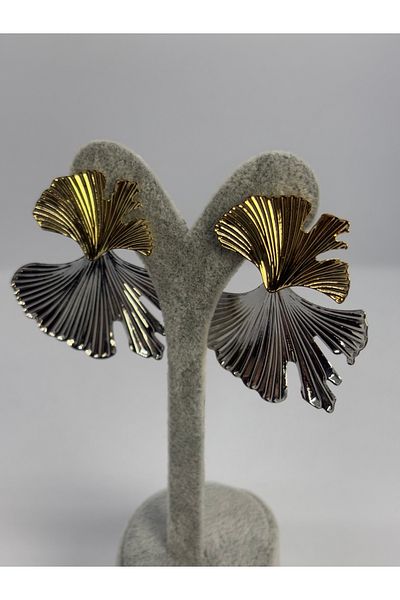 Uzak Işıklar Stainless Leaf Steel Earrings