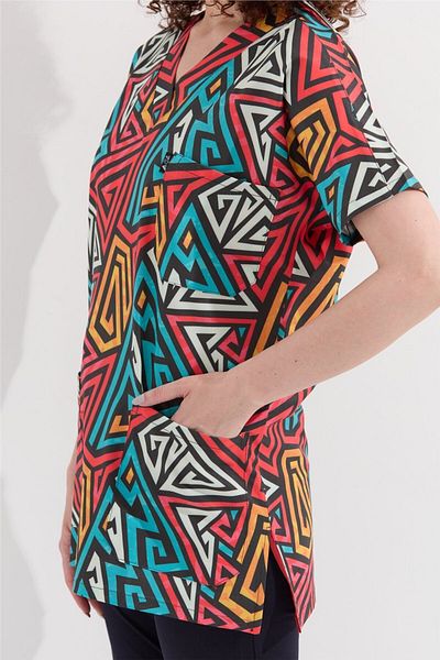 Çatı Medikal Carnival Basic - Tricou unisex cu model geometric pentru asistentă-mediu-veterinar