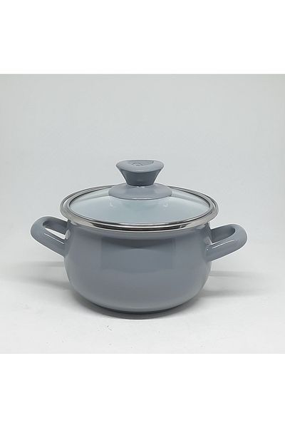 Avşar Enameled Evim 16 cm 1250 ml Gray Enameled Pot