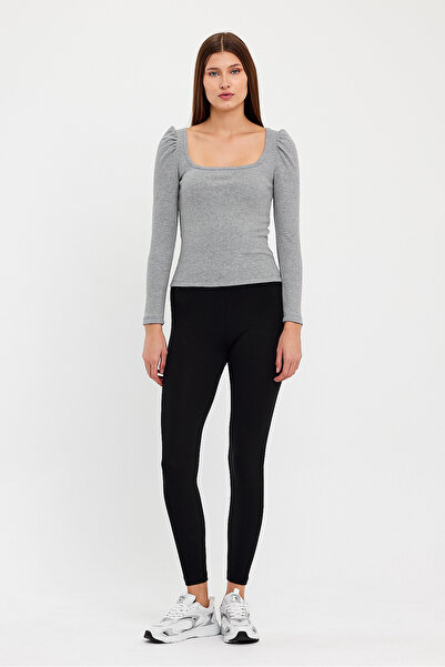 CrazyShopping Γυναικεία μακρυμάνικη μπλούζα με τετράγωνο λαιμό