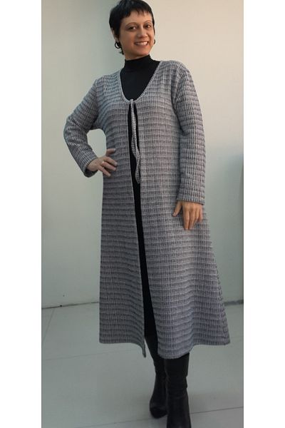 Mertcan Butik Jachetă tricotată de iarnă cu decolteu în V cu imprimeu crem și trandafir uscat