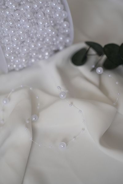 İstoria Bridal 5Meter Fringed White Pearl, Engagement-Hobby Ornament, Pearl, Bouquet Ornament