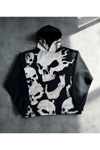 Touz Moda Φούτερ με κουκούλα Skull Full Print