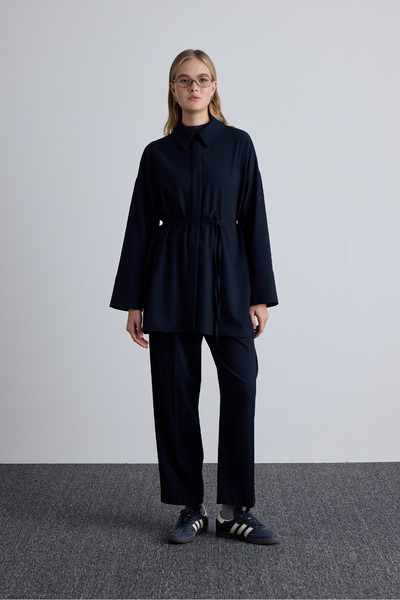 Manuka Navy Blue Wide Collar Tunic