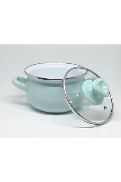 Avşar Enameled Evim 16 cm 1250 ml Green Enameled Pot