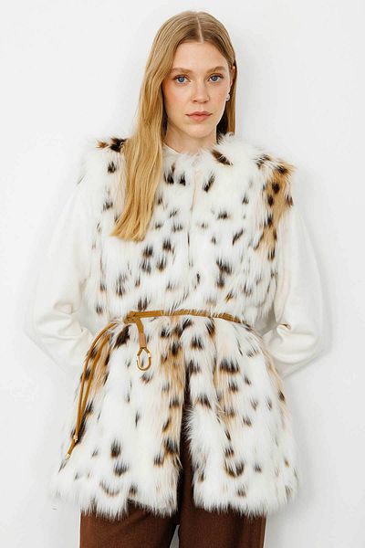 Hooopstore Vestă limitată din blană de leopard