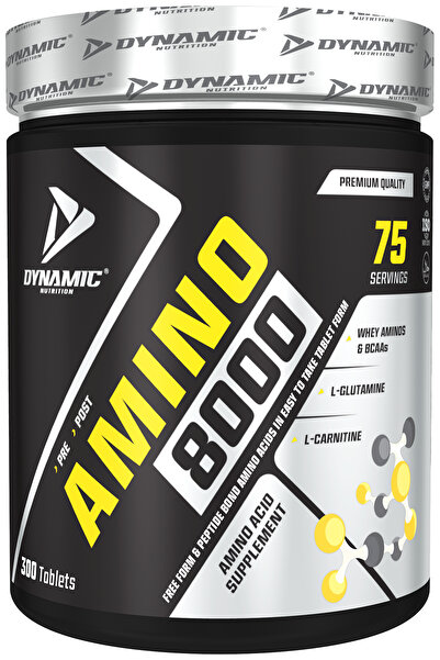 Dynamic Nutrition Amino 8000 - 300 Tablets - 75 Serving - Sports Towel Gift - Amino Acid Tablet