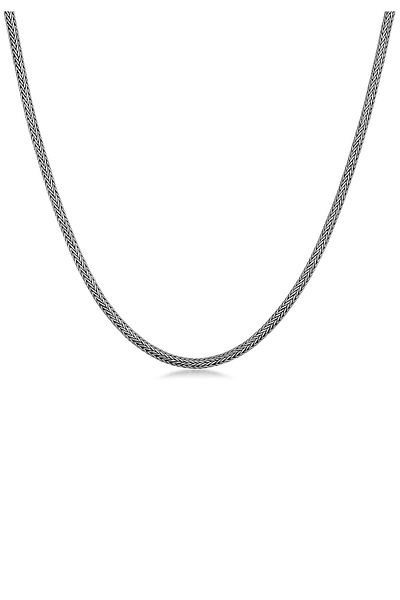 KUZZOI Halskette Männer Basic Schlangenkette Oxidiert 925 Silber