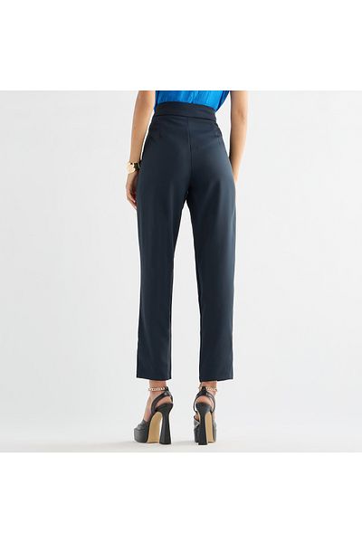 FAV Solid Straight Fit Trousers With Belt Detail And Pockets