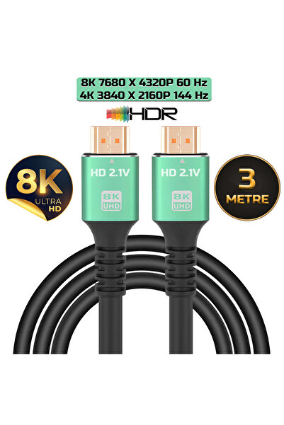 Gold Step 3 Metre 8k 2.1 Ultra Hd 48 Gbps/s 8k 60hz 4k 144hz Hdmi Kablosu