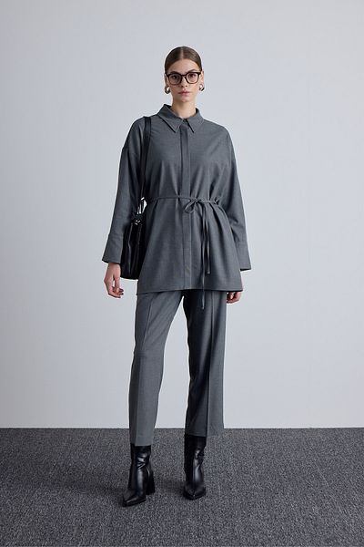 Manuka Gray Tunic - Wide Collar Design