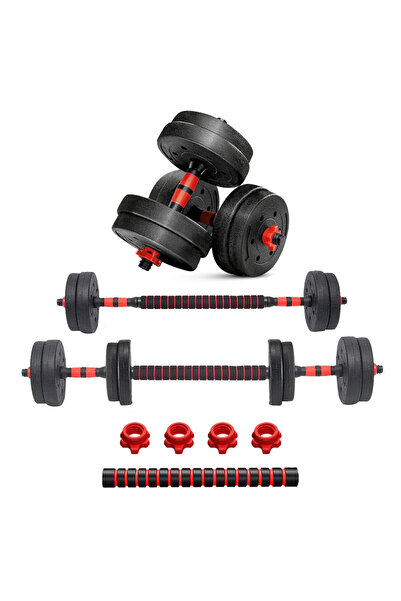 Sparnod Fitness مجموعة الدمبل/الباربل 2 في 1 SCD-10 10 كجم، تجميع من 3 خطوات، مطلية بمادة البولي فينيل كلوريد، صديقة للبيئة