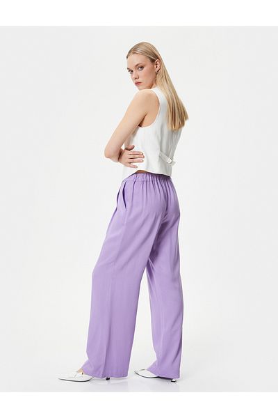 Koton Palazzo-Hose, weites Bein, Tasche, detaillierte Viskose