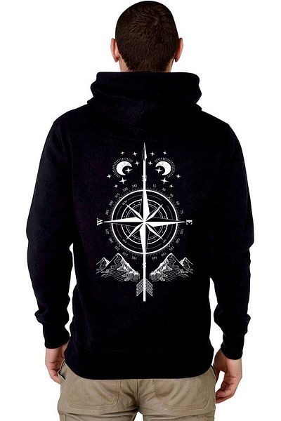 HOFFNUNG Zip 3 Thread Compass Compass - Φούτερ με κουκούλα από καουτσούκ με φερμουάρ