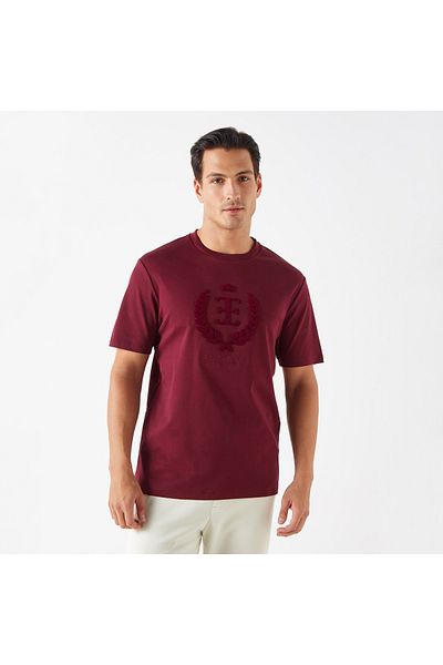 Emperor Logo Detail Crew Neck T-shirt with Short Sleeves