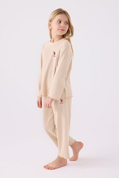 U.S. Polo Assn. Κοριτσίστικο Σετ Δυο Τεμαχίων - Sand Color, Us1986-4