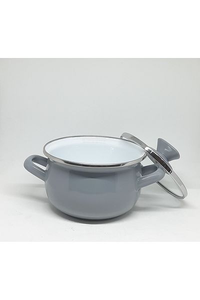 Avşar Enameled Evim 16 cm 1250 ml Gray Enameled Pot