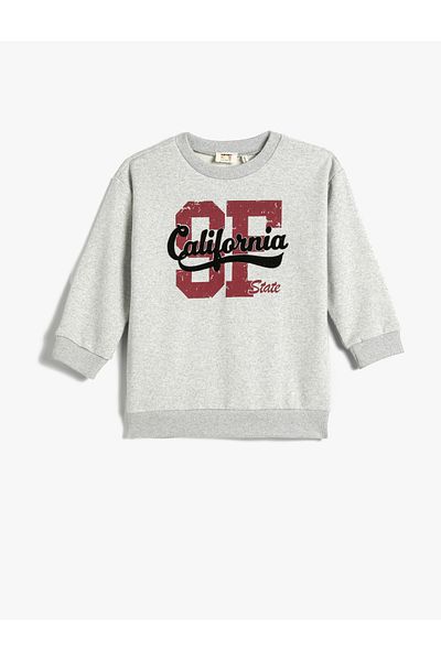 Koton College Sweat Wrap Long Sleeve Crew Neck Printed