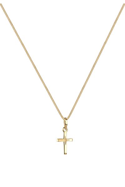 ELLI Halskette Damen Kreuz Anhänger mit Sterngravur filigran aus 925 Sterling Silber