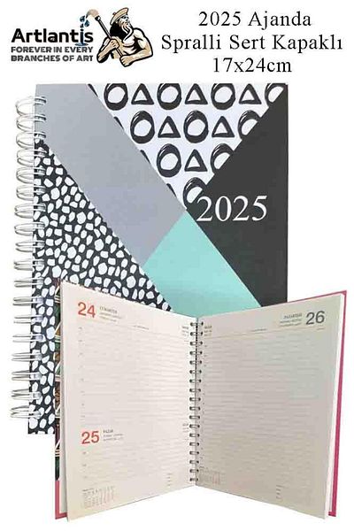 Liz 2025 Agenda Agenda Copertă rigidă cu Spral 1 bucată 17x24 cm Agenda cu inele 2025 Agenda cu rigle Planificator zilnic Te