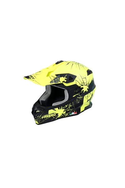 Sway 617 Matt Crack Yellow Black Cross Kask Uyumlu