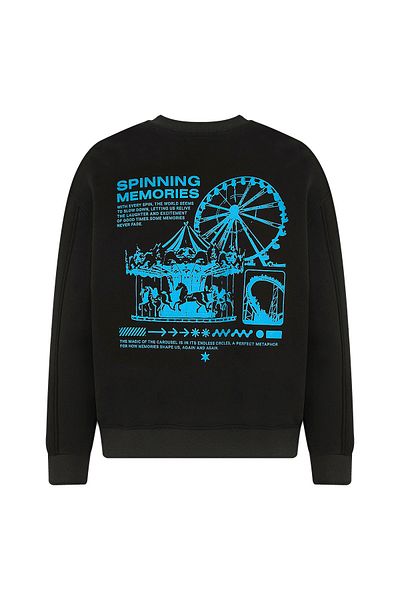 Eazy Co Hanorac gros unisex negru oversize Eazy Spinning Memories