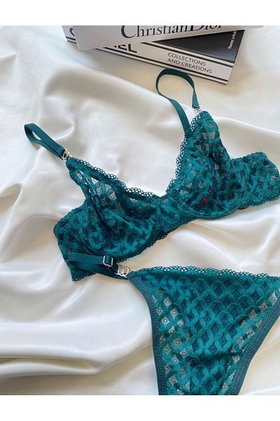 RUYAZ Green Lace Women's Underwear Bra Set
