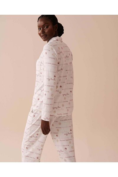 La Vie en Rose Cupcake Print Recycled Fibers Button-down Shirt