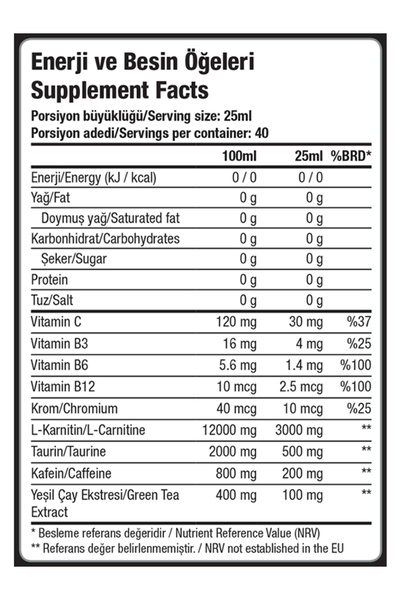 Dynamic Nutrition Thermo L-carnitine 3000 - 1000 ml - 40 Servis - Karpuz Aromalı - L-karnitin