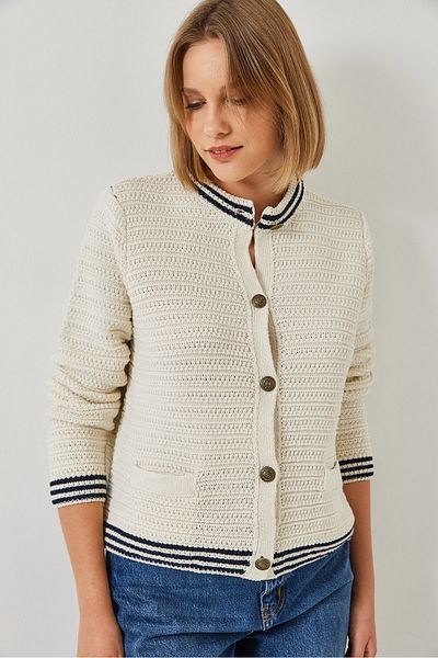 Bianco Lucci Women's Buttoned Pocket Detailed Knitwear Cardigan 20246247