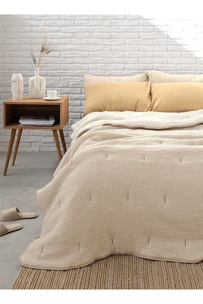 Barine Koza Beige Cream 100% Cotton Quilt 178X234 cm