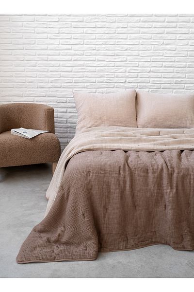 Barine Koza Beige Brown 100% Cotton Quilt 178X234 cm