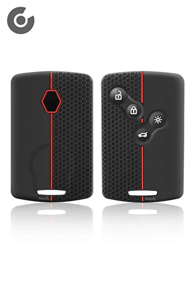 Alazpay Husă pentru chei din silicon Clio Megane Captur Koleos Fluence Laguna (negru roșu - 1 bucată)