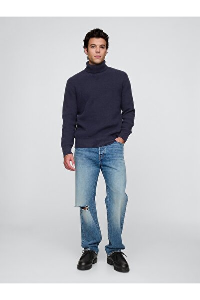 GAP Erkek Lacivert CashSoft Balıkçı Yaka Kazak