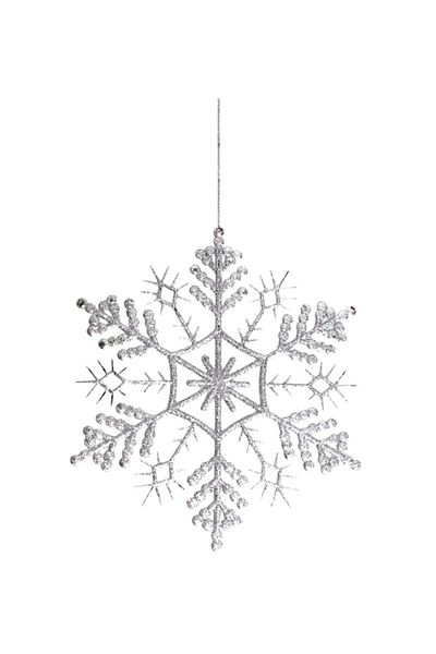 Astaş Christmas Ornament Glitter Snowflake Silver 28 Cm
