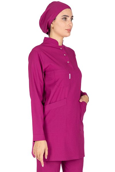 Alsancak Üniforma Set de tricou pentru asistentă hijab din lycra din țesătură subțire de cireș și set de tricou pentru doctor